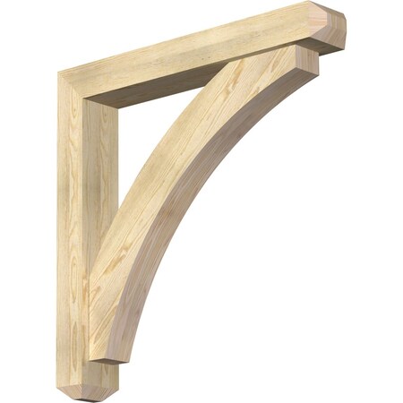 Ekena Millwork Thorton Craftsman Rough Sawn Bracket w/ Offset Brace, Douglas Fir, 6"W x 38"D x 38"H BKT0604X38X38THR04RDF